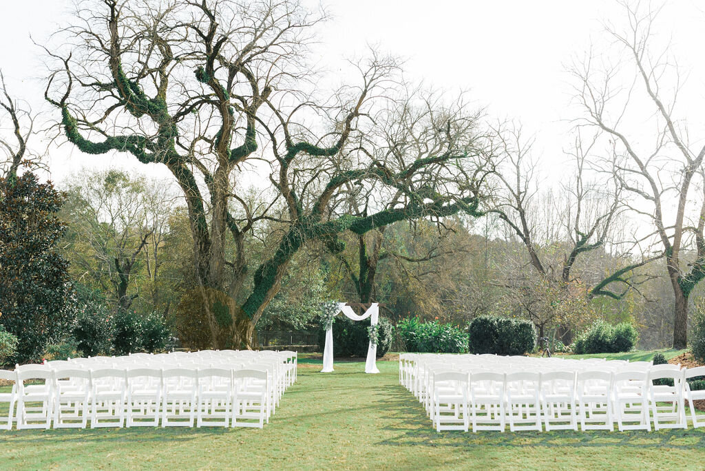 outdoor wedding ceremony venue with giant tree